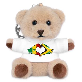 Senegal Jamaika Flagge Hände Herzform used - Teddy Schlüsselanhänger - Weiß - Vorne
