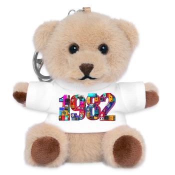 1982 – Geburt, Abitur, Einschulung, Heirat, Ehe - Teddy Schlüsselanhänger - Weiß - Vorne