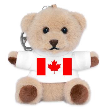 Drapeau Canadien Rouge Stylisé - Porte-clés ourson - blanc - Devant