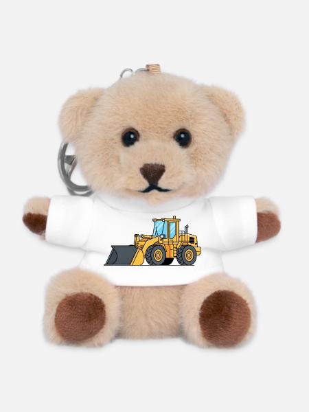 Radlader Baumaschine - Teddy Schlüsselanhänger - Weiß