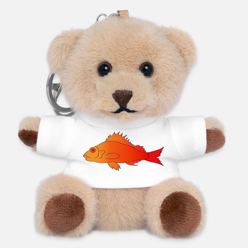 Fish with a serrated fin - Teddy Keyring - white