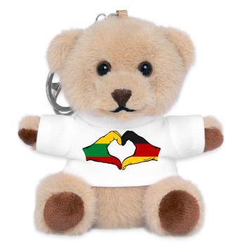 Litauen Deutschland Flagge Hände Herzform - Teddy Schlüsselanhänger - Weiß - Vorne