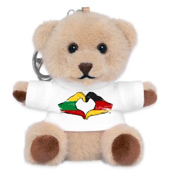 Litauen Deutschland Flagge Hände Herzform used - Teddy Schlüsselanhänger - Weiß - Vorne