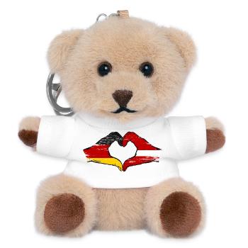 Deutschland Lettland Flagge Hände Herzform used - Teddy Schlüsselanhänger - Weiß - Vorne