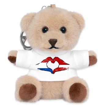 Holland Lettland Flagge Hände Herzform used - Teddy Schlüsselanhänger - Weiß - Vorne