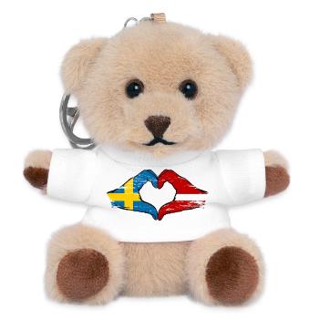 Schweden Lettland Flagge Herz used - Teddy Schlüsselanhänger - Weiß - Vorne