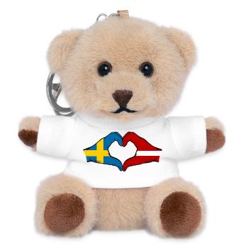 Schweden Lettland Flagge Herz - Teddy Schlüsselanhänger - Weiß - Vorne