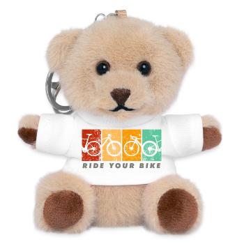 Roulez à vélo – Design rétro classique - Porte-clés ourson - blanc - Devant
