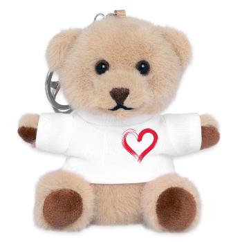 Heartbeat line with red heart - Teddy Keyring - white - Front