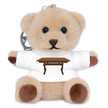 Rustic wooden table illustration of the Mufuti - Teddy Keyring - white - Front