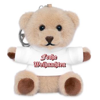Frohe Weihnachten Gothic Schrift - Teddy Schlüsselanhänger - Weiß - Vorne