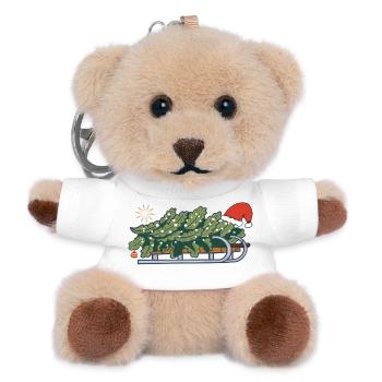 Weihnachtsbaum auf einem Schlitten - Teddy Schlüsselanhänger - Weiß - Vorne