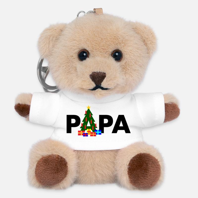 Papa Weihnachtsbaum - Teddy Schlüsselanhänger - Weiß