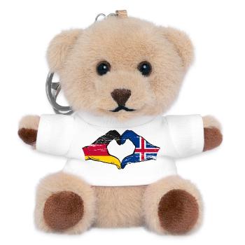 Allemagne Drapeau islandais Forme de main Forme de cœur utilisée - Porte-clés ourson - blanc - Devant