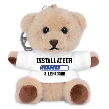 Ausbildung Installateur 3. Lehrjahr Installateure - Teddy Schlüsselanhänger - Weiß - Vorne