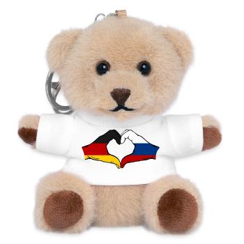 Cœur du drapeau Allemagne et de la Russie - Porte-clés ourson - blanc - Devant