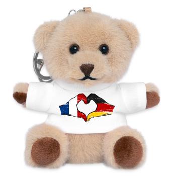 France Germany Flag Heart - Teddy Keyring - white - Front