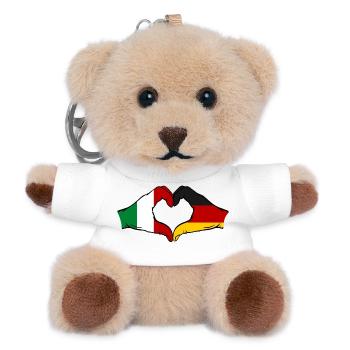 Cœur du drapeau Italie-Allemagne utilisé - Porte-clés ourson - blanc - Devant