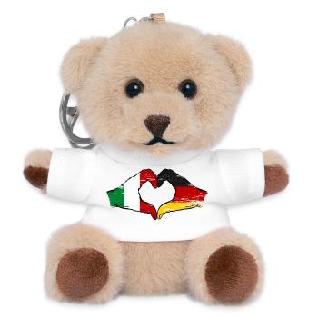 Italien Deutschland Flagge Herz - Teddy Schlüsselanhänger - Weiß - Vorne