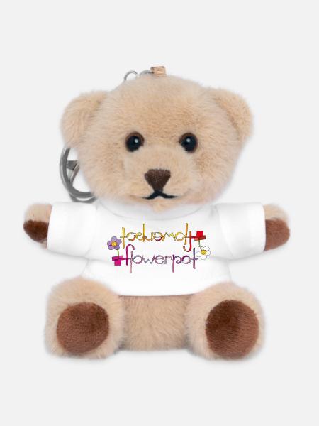 Blumentopf - Teddy Schlüsselanhänger - Weiß