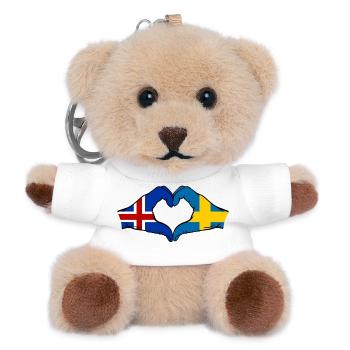 Iceland Sweden Flag Hands Heart Shape - Teddy Keyring - white - Front