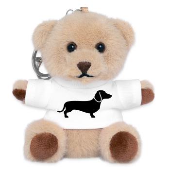 Dackel Teckel Hund Silhouette Vektor - Teddy Schlüsselanhänger - Weiß - Vorne