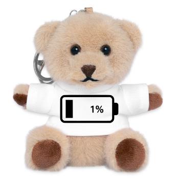 Leere Batterie Akku 1% - Teddy Schlüsselanhänger - Weiß - Vorne
