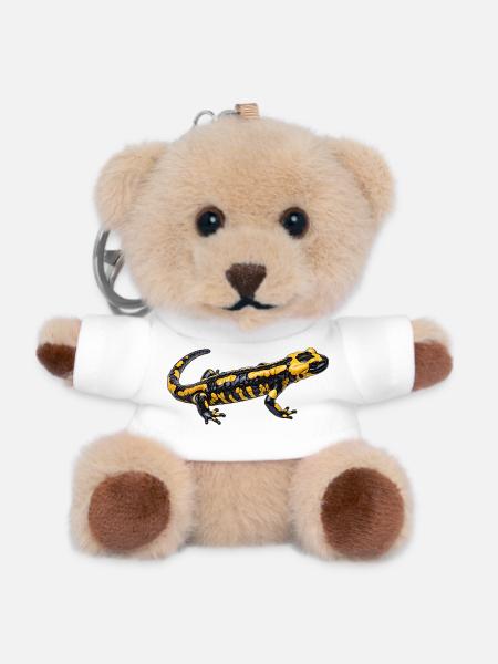 Motif de salamandre de feu jaune noire - Porte-clés ourson - blanc