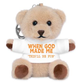 God made me for fun - Teddy Keyring - white - Front