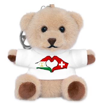Schweiz Tadschikistan Flaggenherz  - Teddy Schlüsselanhänger - Weiß - Vorne