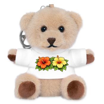 Hibiscus in tropical flowers - Teddy Keyring - white - Front