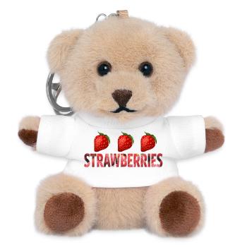 Fraises - Porte-clés ourson - blanc - Devant