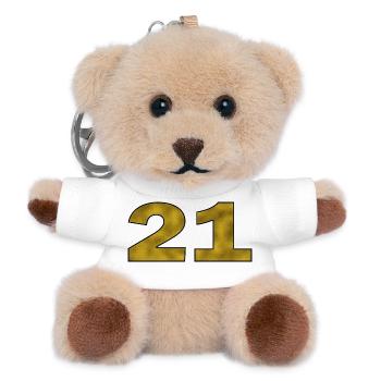 21 Gold Birthday - Teddy Keyring - white - Front