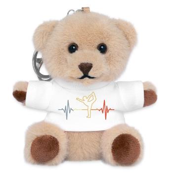 Yoga Heartbeat Retro Look - Teddy Keyring - white - Front