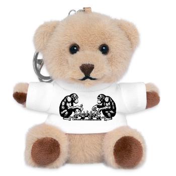 Monkeys play chess T-Shirt - Teddy Keyring - white - Front