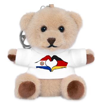 Germany Paraguay Flag Heart - Teddy Keyring - white - Front