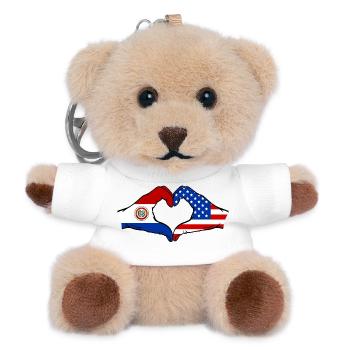 Paraguay USA Flag Heart - Teddy Keyring - white - Front