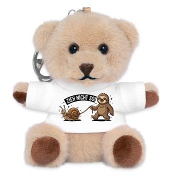 Zieh Nicht So Sloth Snail Funny German Animal  - Teddy Schlüsselanhänger - Weiß - Vorne