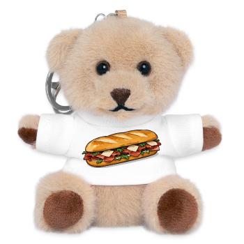 Knuspriger HotDog Comicstil - Teddy Schlüsselanhänger - Weiß - Vorne