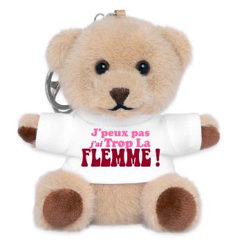 J'ai Trop La Flemme Retro Rose - Porte-clés ourson - blanc - Devant