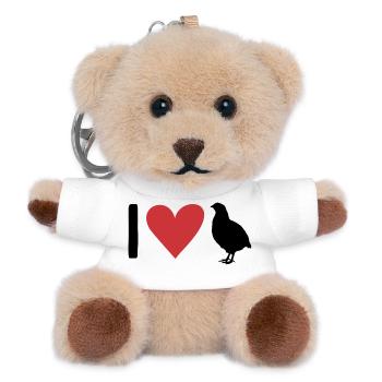 I Love Quail - Teddy Keyring - white - Front