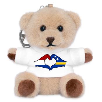 Holland Curacao flag hands heart shape used - Teddy Keyring - white - Front