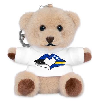 Estonia Curacao flag hands heart shape used - Teddy Keyring - white - Front