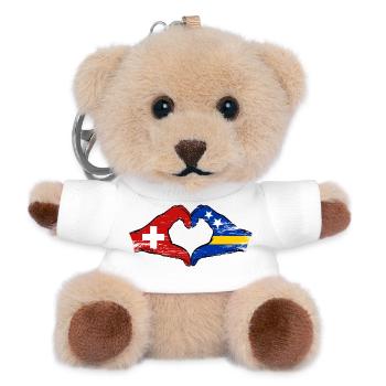 Switzerland Curacao Flag Hands Heart Shape Used - Teddy Keyring - white - Front