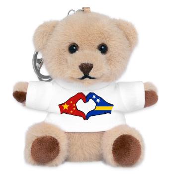 Drapeau de Chine Curaçao Mains en forme de cœur - Porte-clés ourson - blanc - Devant