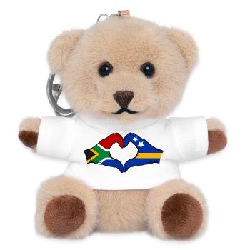 Südafrika Curacao Flagge Hände Herzform - Teddy Schlüsselanhänger - Weiß - Vorne