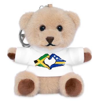Jamaika Curacao Flagge Hände Herzform used - Teddy Schlüsselanhänger - Weiß - Vorne