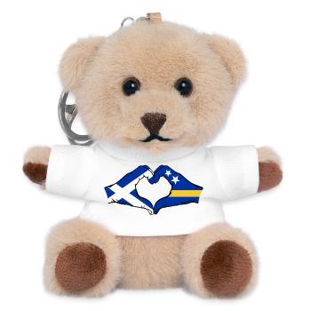 Schottland Curacao Flagge Hände Herzform  - Teddy Schlüsselanhänger - Weiß - Vorne