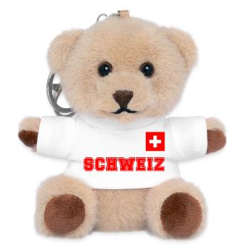 SCHWEIZ Trikot Look - mit Fahne Flagge auf Brust - Teddy Schlüsselanhänger - Weiß - Vorne