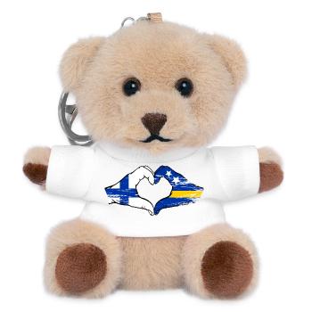 Finland Curacao Flag Hands Heart Shape Used - Teddy Keyring - white - Front